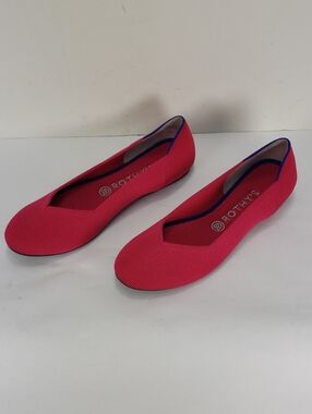 ROTHY'S THE FLAT ROUND TOE HOT PINK  BALLET FLATS SHOES WOMEN'S 9.5